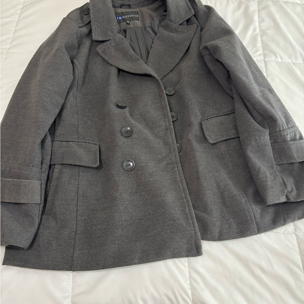 Dark Gray Double-Breasted Peacoat